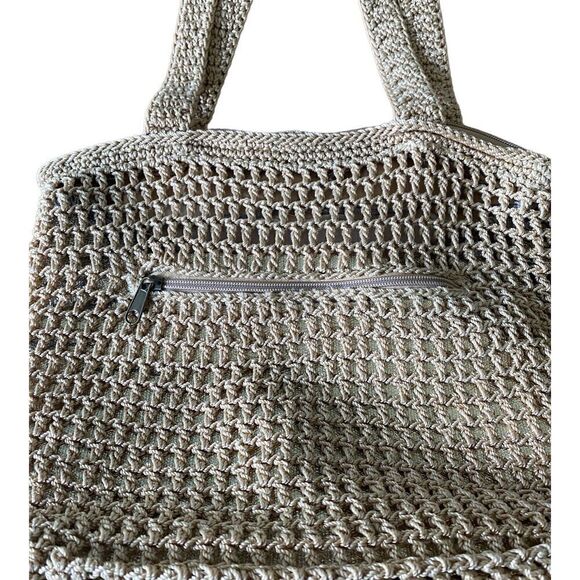 The SAK Tan & Gold Crochet ZIp Inner & Outer Pockets Shoulder bag - Picture 9 of 16